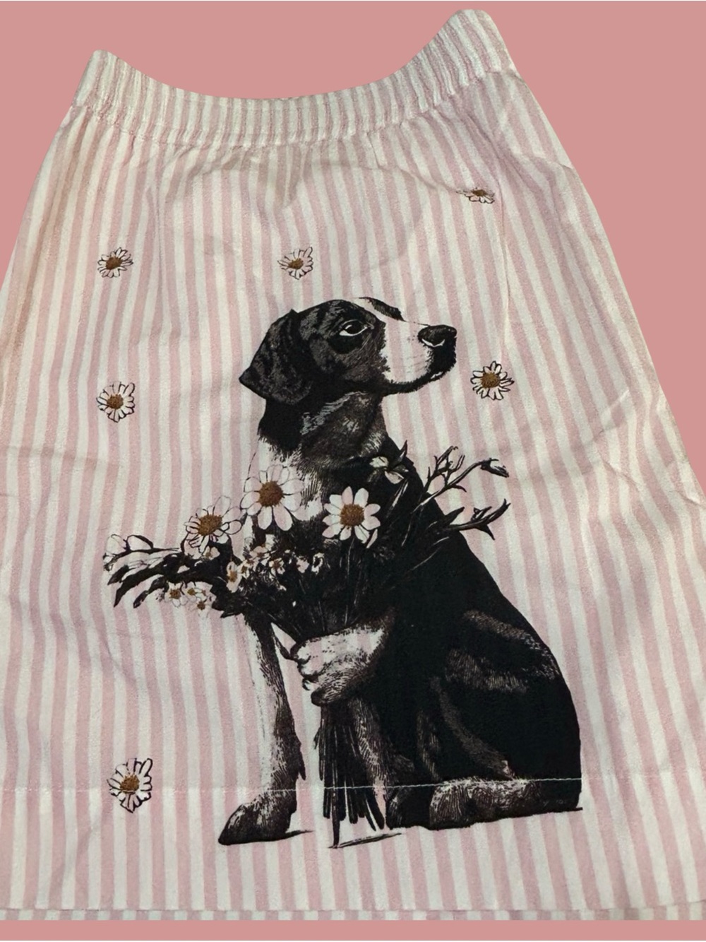 New w/ Tags– in soft, lightweight cotton pink & white boxers w/ a dog w/ Flowers - Picture 2 of 13